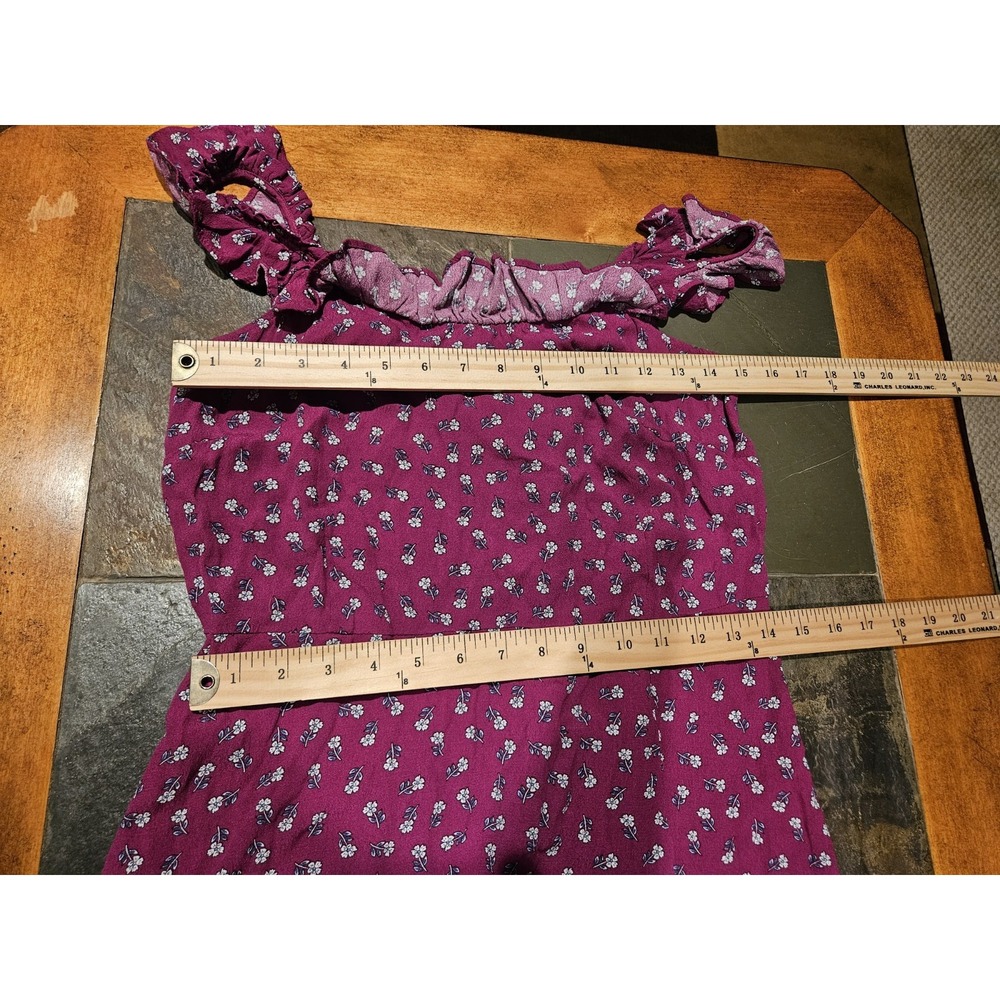 Loft Womans Long Burgundy Floral Dress Sz 10 Bloomcore Cottagecore - Picture 12 of 13